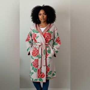 POL Floral Hooded Jacket with Belt